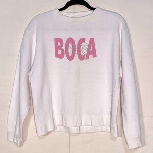 Vintage Boca White Pink Logo Crew Neck Sweatshirt M